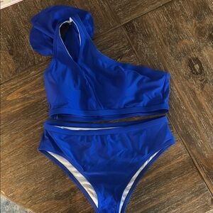 Vibrant Blue One-Shoulder Bikini Set
